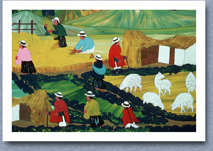 Tigua painting depicting harvest